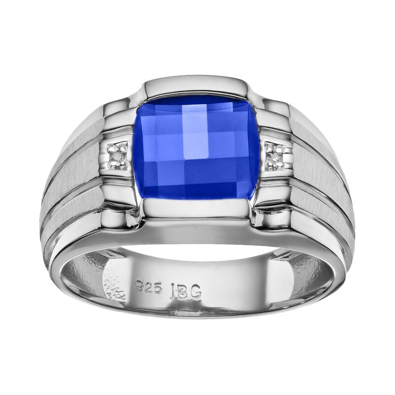 アンブランデッド レディース アクセサリー リング Unbranded Men's Lab-Created Sapphire & Diamond Accent Sterling Silvering Blue ブルー