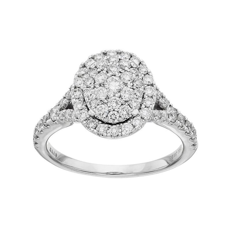 【送料無料】 ヴェラウォン レディース リング アクセサリー Simply Vera Vera Wang 10th Anniversary 14k White Gold 1 Carat T.W. Diamond Cluster Engagement Ring No Color