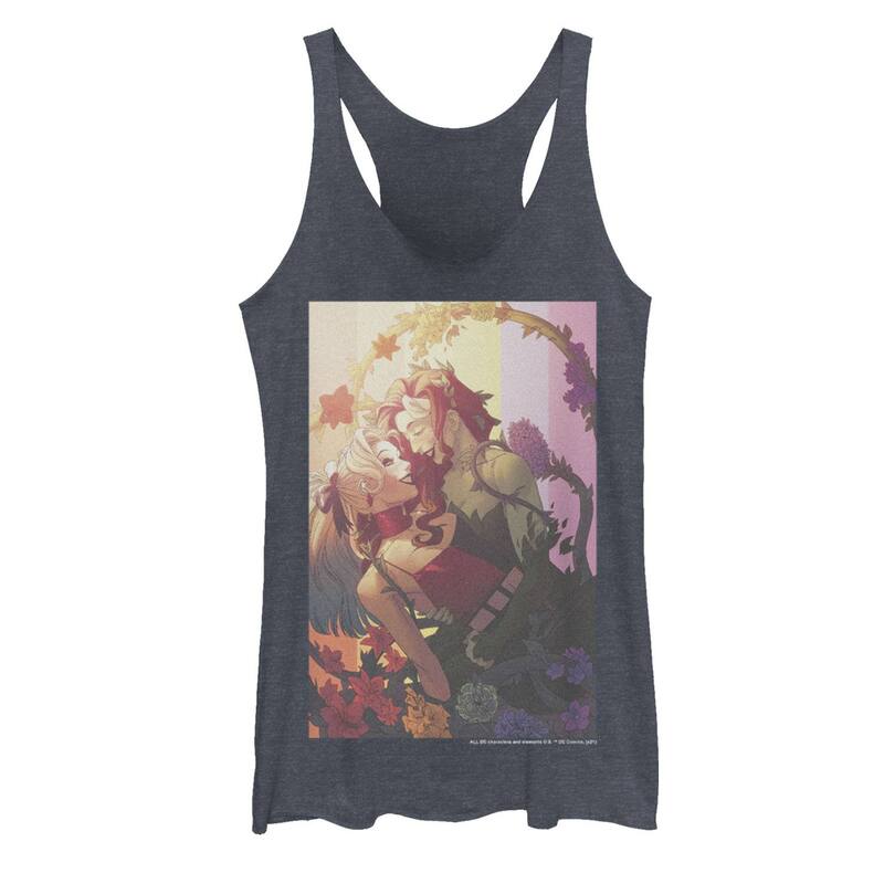 アニメキャラクター レディース トップス Tシャツ Licensed Character Juniors' DComics Poison Ivy And Harley Quinn Split Poster Tank Top Navy Heather ヘザー