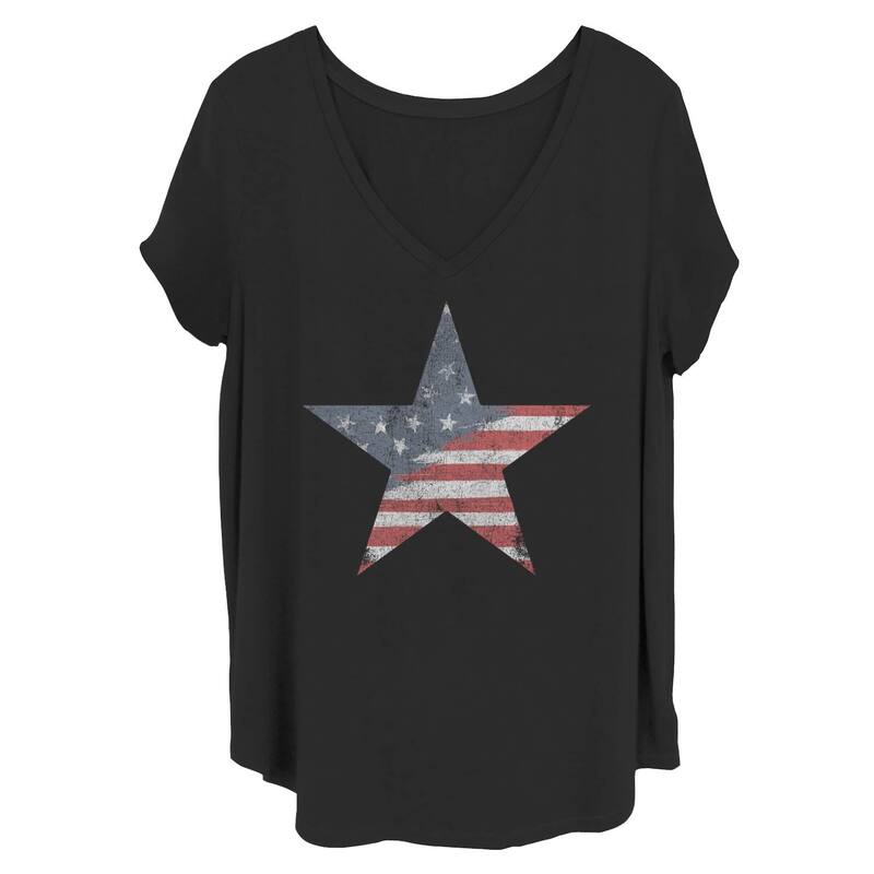 アンブランデッド レディース トップス Tシャツ ヴィンテージ プラスサイズ Unbranded Juniors' Plusize Vintage Star Americana Tee Black ブラック