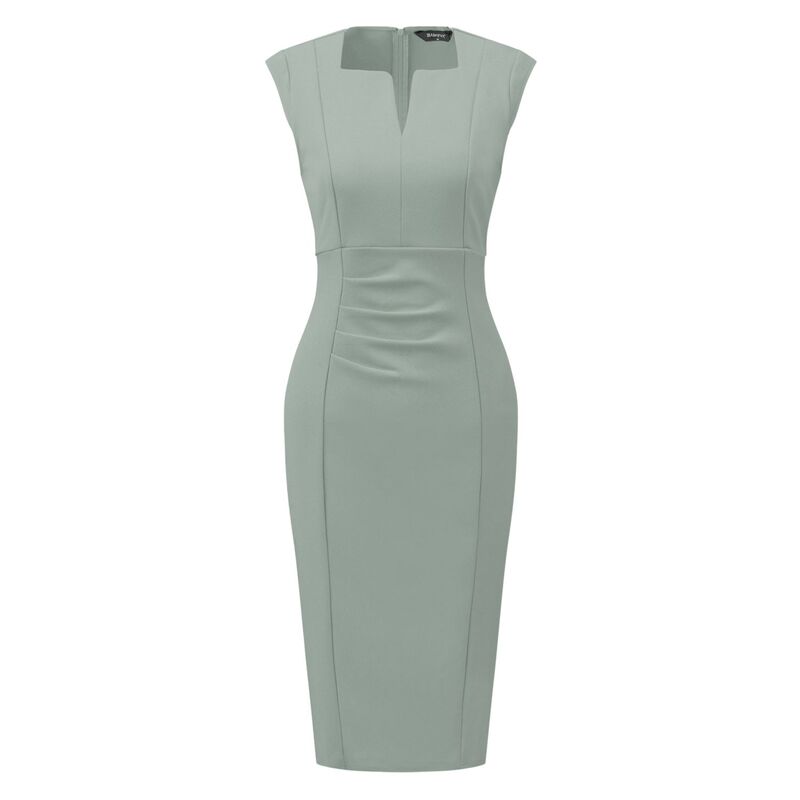 アレグラ ケー レディース トップス ワンピース Vネック ノースリーブ ALLEGRA K Women'sheath Dress V Neck Sleeveless Elegant Office Dresses Light Green グリーン|ReVida 店