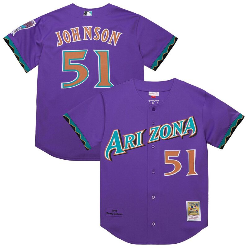 ミッチェル&ネス レディース トップス Tシャツ ジャージー Men\'s Mitchell & Ness Randy Johnson Purple Arizona Diamondbacks 2000 Throwback Authentic Jersey Dbk Purple パープル|ReVida 店