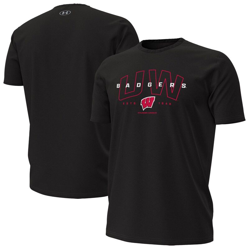 アンダーアーマー レディース トップス Tシャツ オーバーレイ Men's Under Armour Black Wisconsin Badgers Overlay Performance T-Shirt Wis Black ブラック 8,015円