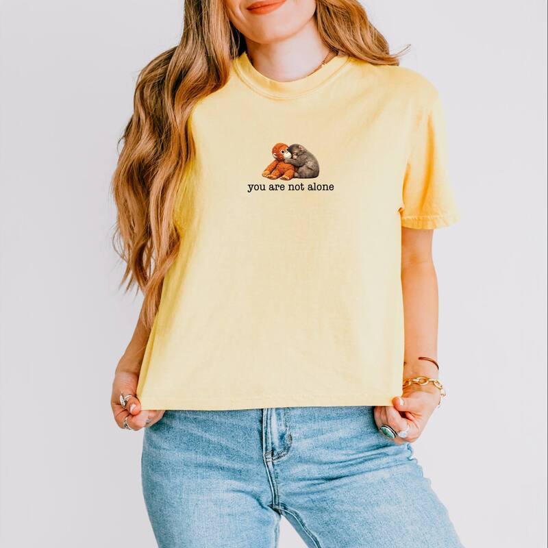 Simply Sage Market レディース トップス Tシャツ モンク グラフィック Simply Sage Market You Are Not Alone Punch the Monkey - Women's Boxy Crop Top Graphic T-Shirt Butter