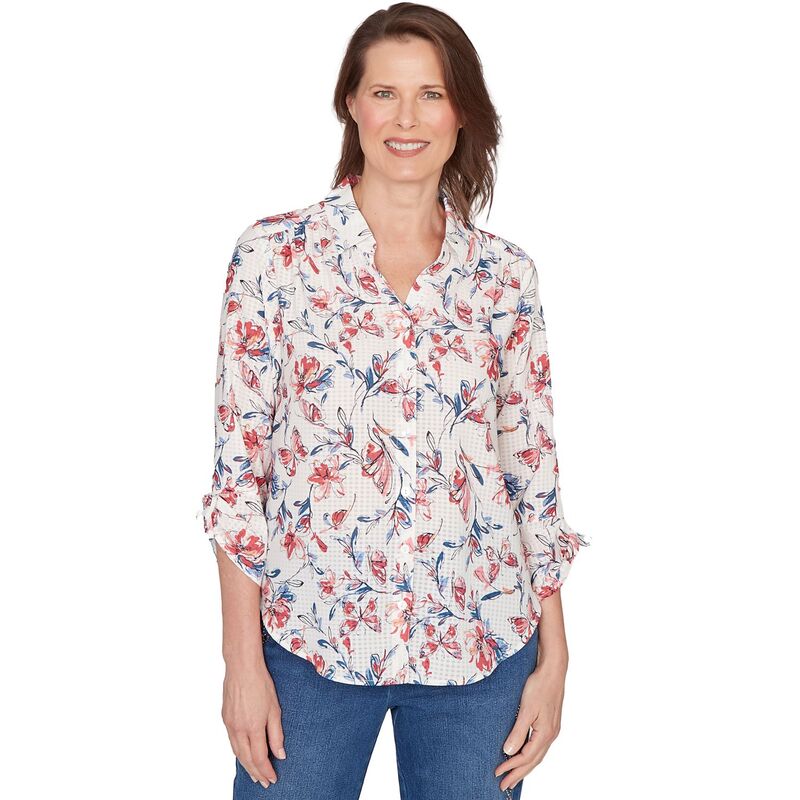 アルフレッド ダナー レディース トップス シャツ フラワー柄 ダウン フラワー Women Alfredunner Etched Floral Butterfly Button-Down Top Azalea