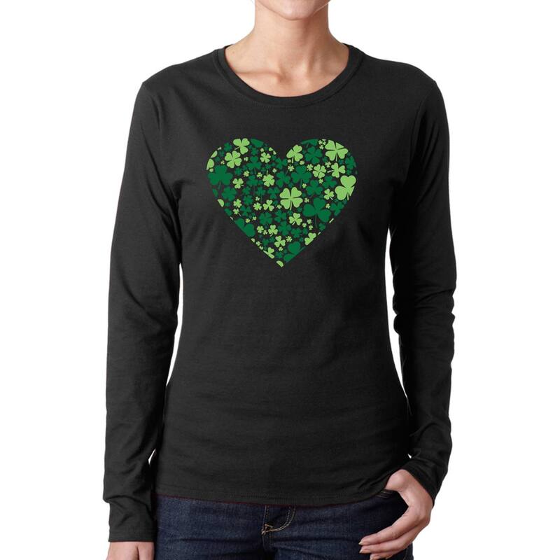 エルエーポップアート レディース トップス Tシャツ LA Pop Art Clover Heart - Women's Word Art Long Sleeve T-Shirt Black ブラック