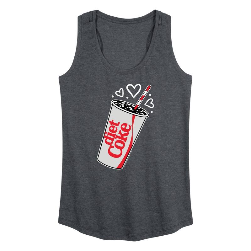 アニメキャラクター レディース トップス Tシャツ Licensed Character Women's Diet Coke Heart Bubbles Racerback Tank Top Heather Charcoal チャコール