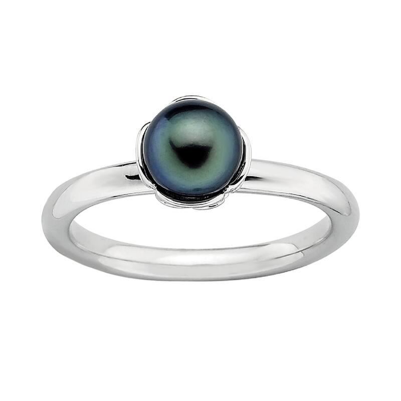 【送料無料】 アンブランデッド レディース リング アクセサリー Stacks & Stones Sterling Silver Dyed Freshwater Cultured Pearl Stack Ring Black