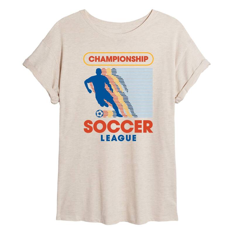 アニメキャラクター レディース トップス Tシャツ Licensed Character Juniors' Championship Soccer League Oversized Tee Beige ベージュ
