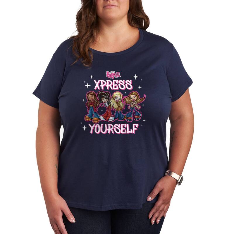 アニメキャラクター レディース トップス Tシャツ プラスサイズ グラフィック Licensed Character Plusize Bratz Xpress Yourself Graphic Tee Navy ネイビー