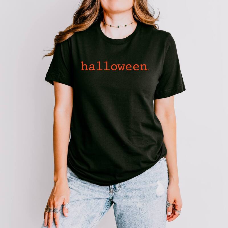 Simply Sage Market レディース トップス Tシャツ グラフィック Simply Sage Market Halloween Typewriter Orange - Women'short Sleeve Graphic T-Shirt Black ブラック