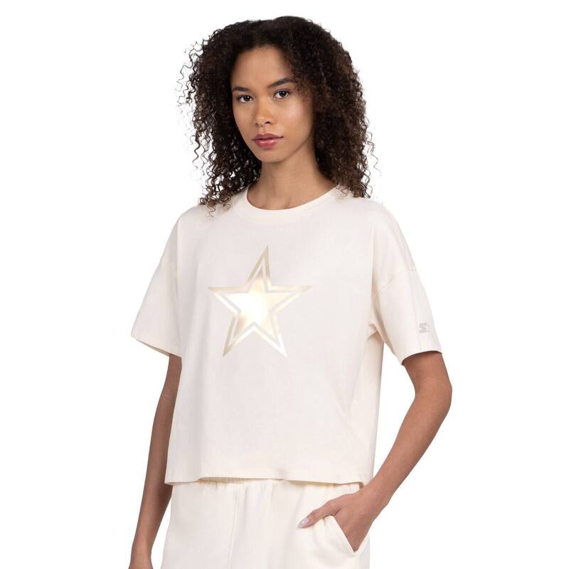 クランク レディース トップス プルオーバー クロップド Women\u0027starter Cream Dallas Cowboys Pastel Travel Boxy Cropped T-Shirt Cow Beige ベージュ