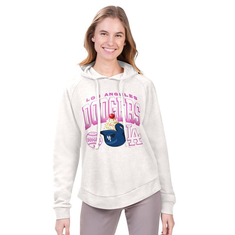 ジースリー フォーハー バイ 長い巻き毛 バンクス レディース トップス プルオーバー フリース パーカー Women\u0027s G-III 4Her by Carl Banks Cream Los Angeles Dodgers Ice Cream Angel Raglan Fleece Hoodie Lad Beige ベージュ