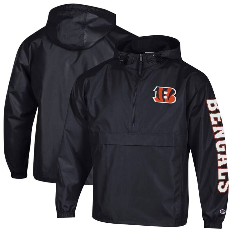 チャンピオン レディース トップス Tシャツ ジャケット Men's Champion Black Cincinnati Bengals Packable Windbreaker Half-Zip Jacket Bng Black ブラック|ReVida 店