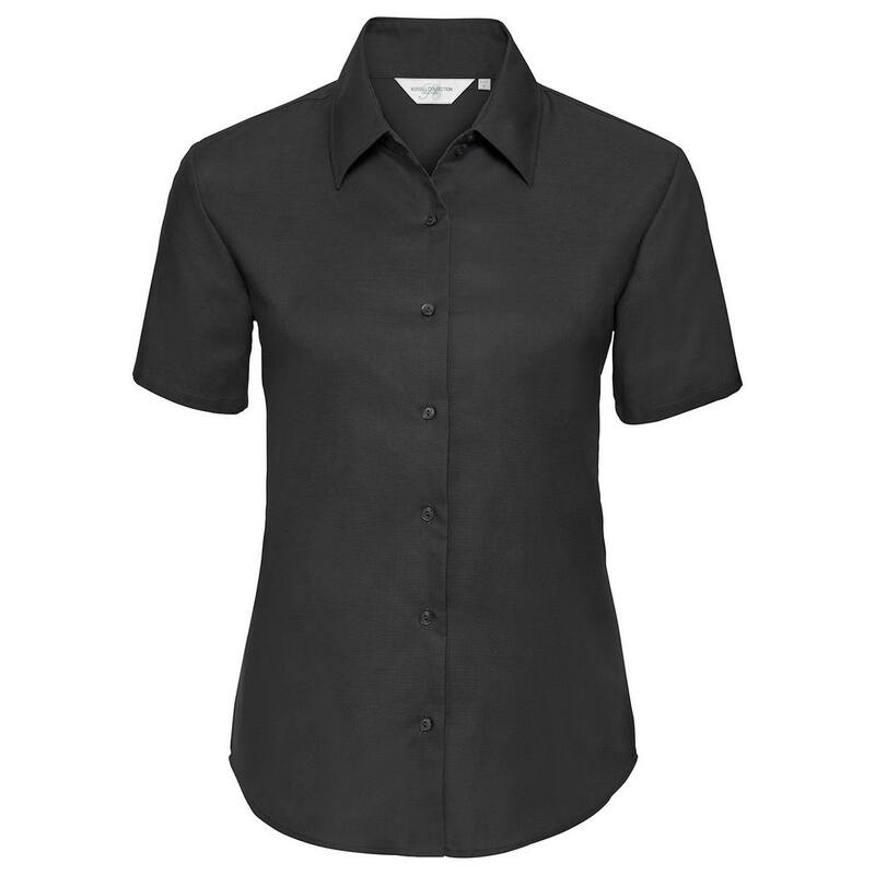 ラッセルアスレチック レディース トップス シャツ オックスフォード 半袖 Russell Athletic Russell Collection Womens/Ladies Oxford Short-Sleeved Shirt Black ブラック