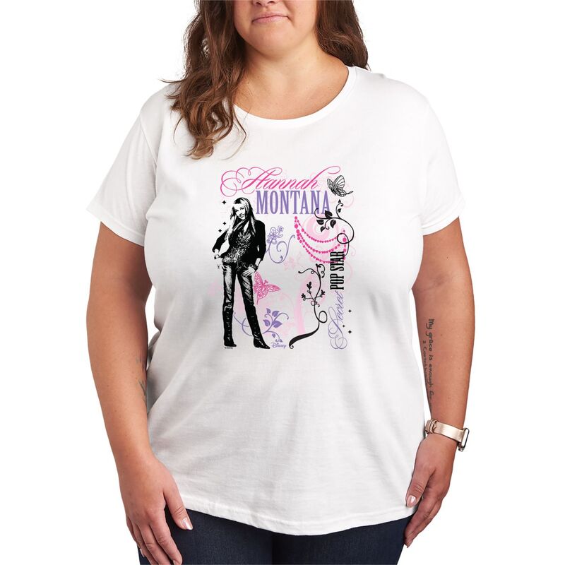 ディズニー レディース トップス Tシャツ プラスサイズ グラフィック Plusize Disney's Hannah Montana Secret Pop Star Graphic Tee White ホワイト