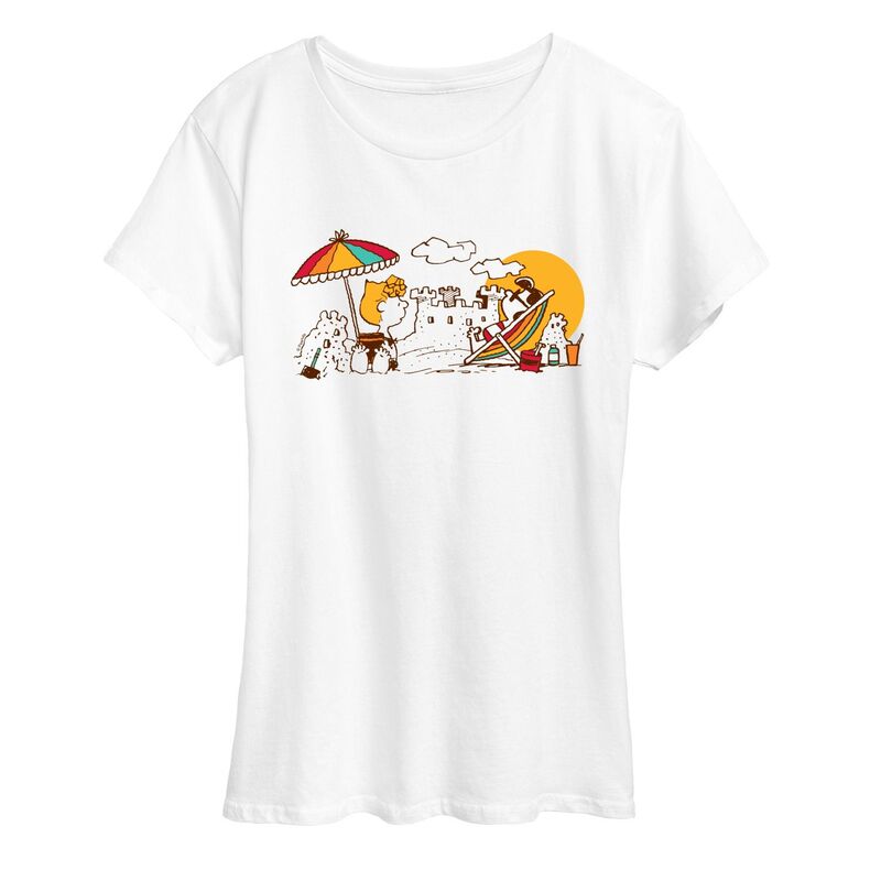 アニメキャラクター レディース トップス Tシャツ グラフィック Licensed Character Women's Peanuts Beach Day Graphic Tee White ホワイト