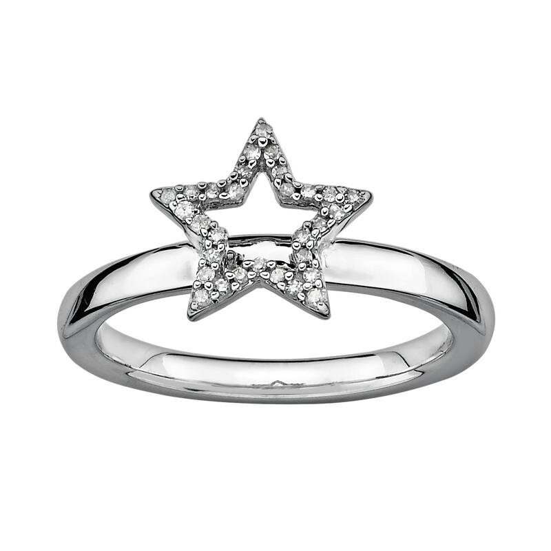アンブランデッド レディース アクセサリー リング UNBRANDED Stacks & Stonesterling Silver 1/10-ct.W. Diamond Star Stack Ring Silver シルバー