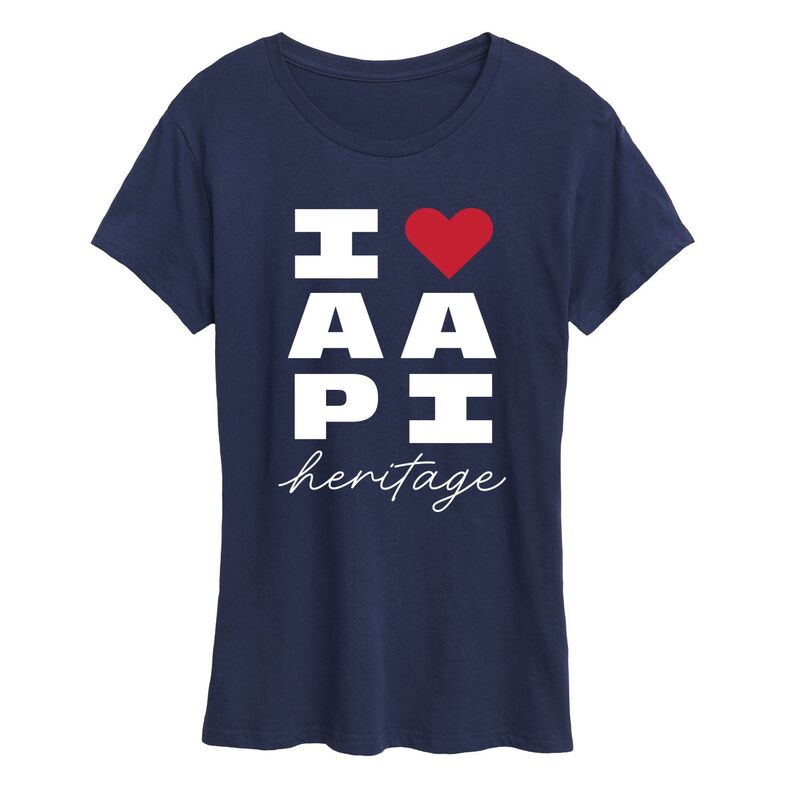 アニメキャラクター レディース トップス Tシャツ プラスサイズ グラフィック Licensed Character Plusize I Heart AAPI Heritage Graphic Tee Navy ネイビー