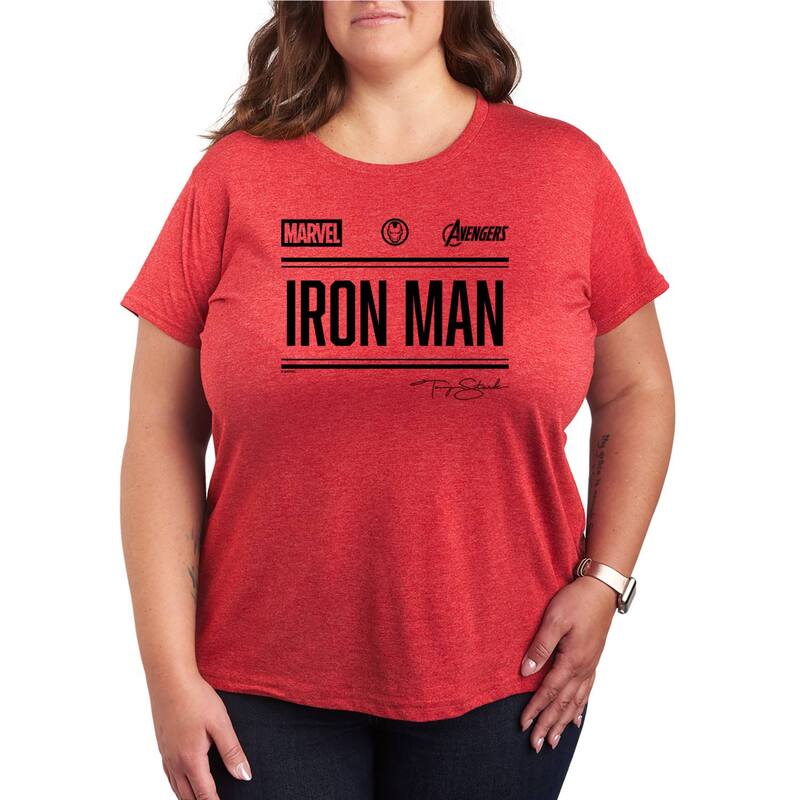 マーベル レディース トップス Tシャツ プラスサイズ グラフィック Plusize Marvel Iron Man Graphic Tee Heathered ヘザー