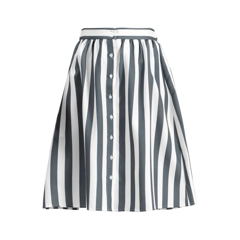 アレグラ ケー レディース ボトムスカート A ライン ミディ ALLEGRA K Women'stripes Button Front Elastic Back A Line Midi Skirt Gray グレー｜ReVida 店