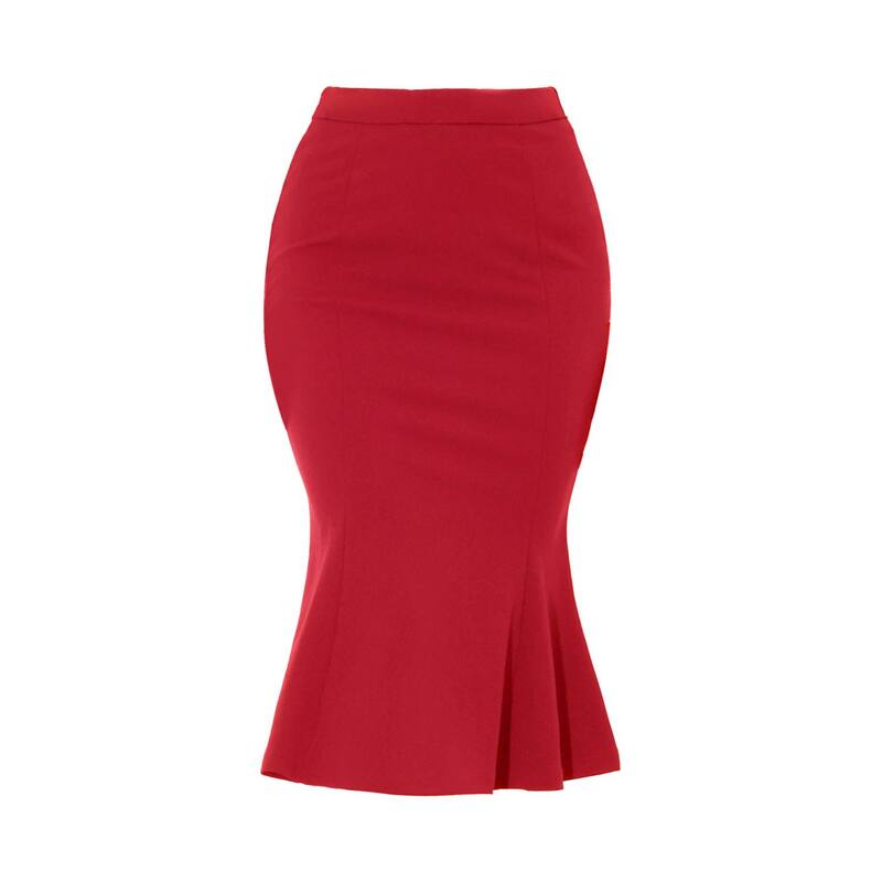 アレグラ ケー レディース ボトムスカート ミディ ALLEGRA K Women's Mermaid Skirt Hight Waist Metal Decor Fishtail Pencil Midi Skirt Red レッド|ReVida 店