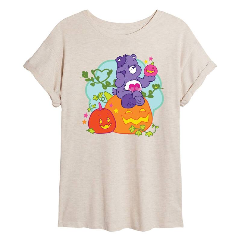 アニメキャラクター レディース トップス Tシャツ グラフィック Licensed Character Juniors' Care Bears Pumpkin Oversized Graphic Tee Beige ベージュ