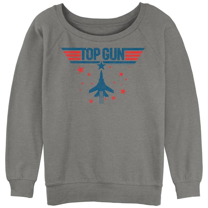 アニメキャラクター レディース トップス Tシャツ グラフィック Licensed Character Juniors' Top Gun Red White Blue Graphic Tee Gray Heather グレー