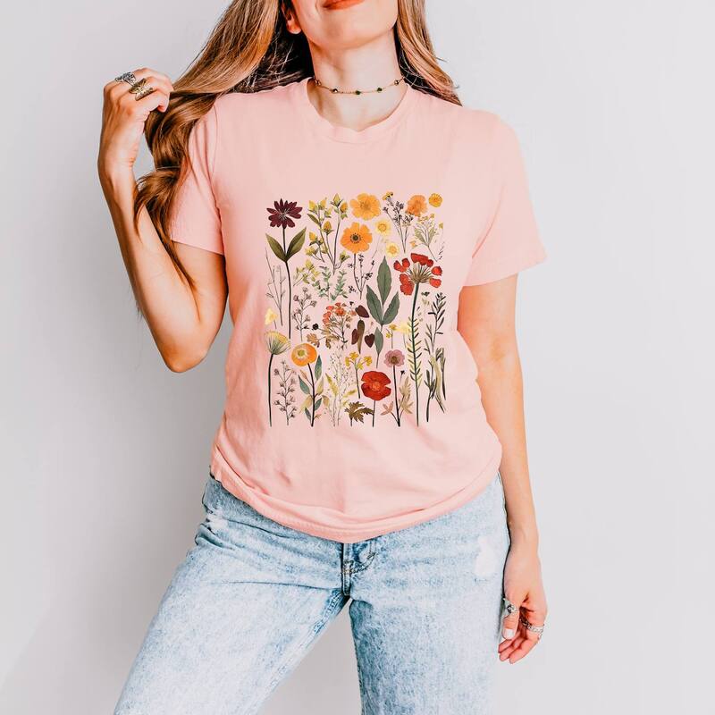 Simply Sage Market レディース トップス Tシャツ ヴィンテージ Simply Sage Market Vintage Pressed Flowers - Womenshort Sleeve Tee Blush ブラッシュ