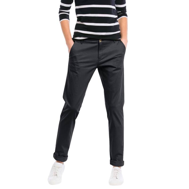 Ellos レディース ボトムス 心地好いズボン下 つけ加える大きさ Ellos Plusize Stretchino Mid-Rise Tapered Straight Pants Black 黒いこと