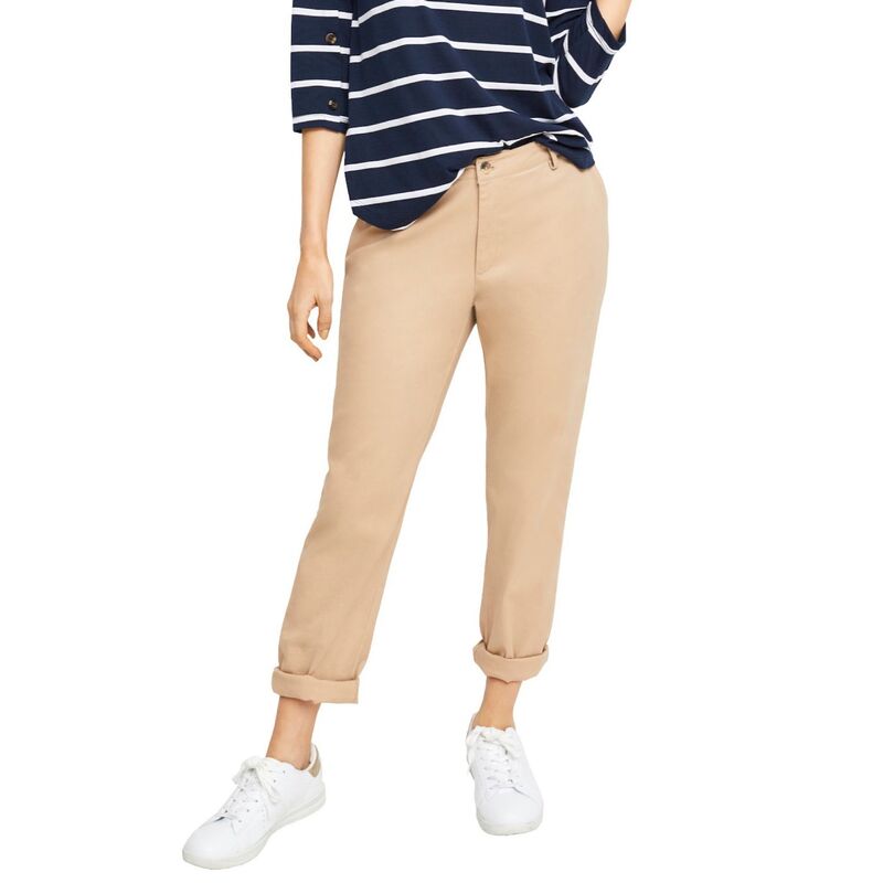 Ellos レディース ボトムス 心地好いズボン下 つけ加える大きさ Ellos Plusize Stretchino Mid-Rise Tapered Straight Pants New Khaki カーキ