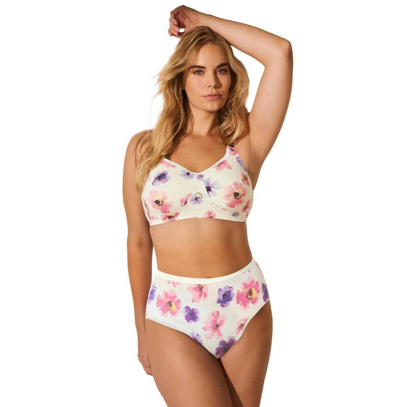 アベニュー レディース アンダーウェア ブラジャー プラスサイズ Avenue Women's Plusize Soft Caress Bra White Multi Floral ホワイト