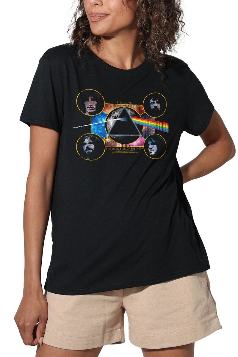 アニメキャラクター レディース トップス Tシャツ グラフィック Licensed Character Juniors' Pink Floydark Side Heads Loose Graphic Tee Black ブラック