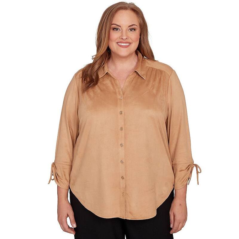 アルフレッド ダナー レディース トップス シャツ プラスサイズ スエード Plusize Alfredunner Button Front Faux Suede Top with Long Sleeves No Color