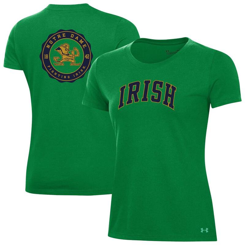 アンダーアーマー レディース トップス Tシャツ Women's Under Armour Greenotre Dame Fighting Irish Essentials 2-Hit Performance T-Shirt Ntd Green グリーン｜ReVida 店
