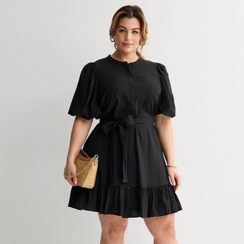 ナインウェスト レディース トップス 衣装 つけ加える大きさ Plusize Nine West Button Front Fit \u0026 Flare Dress Mineral Black 黒いこと