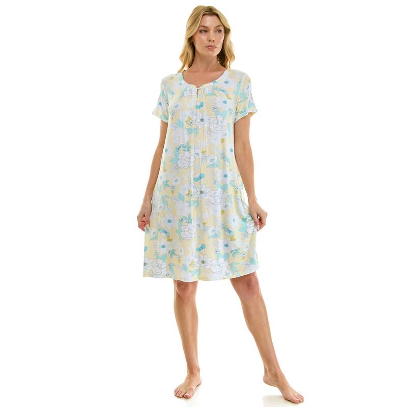 クロフト＆バロー レディース アンダーウェア ナイトウェア フラワー柄 フラワー Women's Croft & Barrow Short Sleeve Floral Sleep Gown Outline Grdn Flr Ylw 8,954円