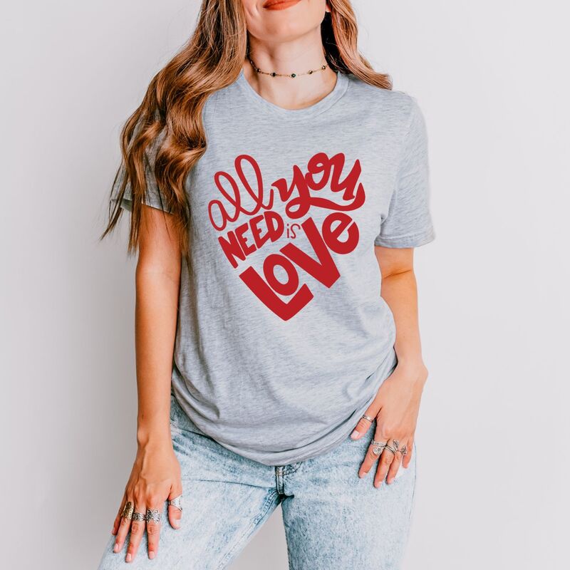 Simply Sage Market レディース トップス Tシャツ Simply Sage Market All You Need Is Love Short Sleeve Tee Heather Grey グレー