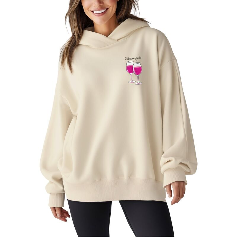 アニメキャラクター レディース トップス Tシャツ スウェット フリース パーカー Licensed Character Women's Gilmore Girls Oversized Fleece Hoodie Sweatshirt Cream クリーム|ReVida 店