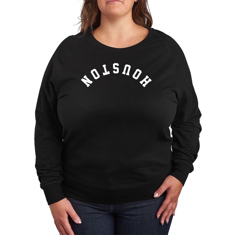アニメキャラクター レディース トップス Tシャツ プラスサイズ パイル ダウン Licensed Character Plusize Houston Upside Down French Terry Long Sleeve Tee Black ブラック