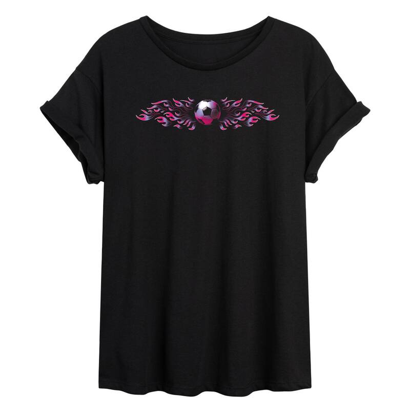 アニメキャラクター レディース トップス Tシャツ Licensed Character Juniors' Soccer Oversized Tee Black ブラック