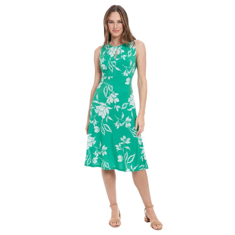 ロンドンタイムス レディース トップス ワンピース ミディ エンパイア Women's London Times Empire Waist Fit & Flare Midi Dress Green Multi グリーン｜ReVida 店