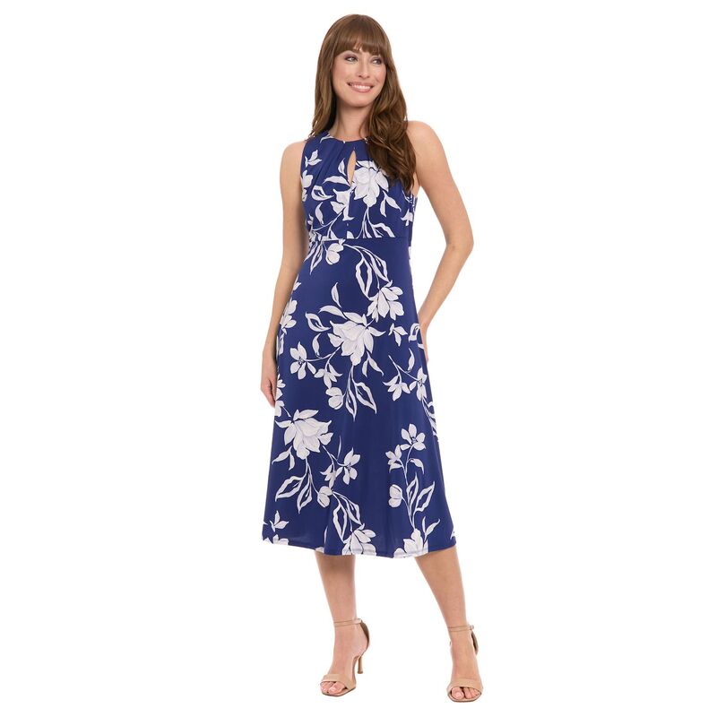 ロンドンタイムス レディース トップス ワンピース ミディ エンパイア Women's London Times Empire Waist Fit & Flare Midi Dress Navy Ivory アイボリー｜ReVida 店