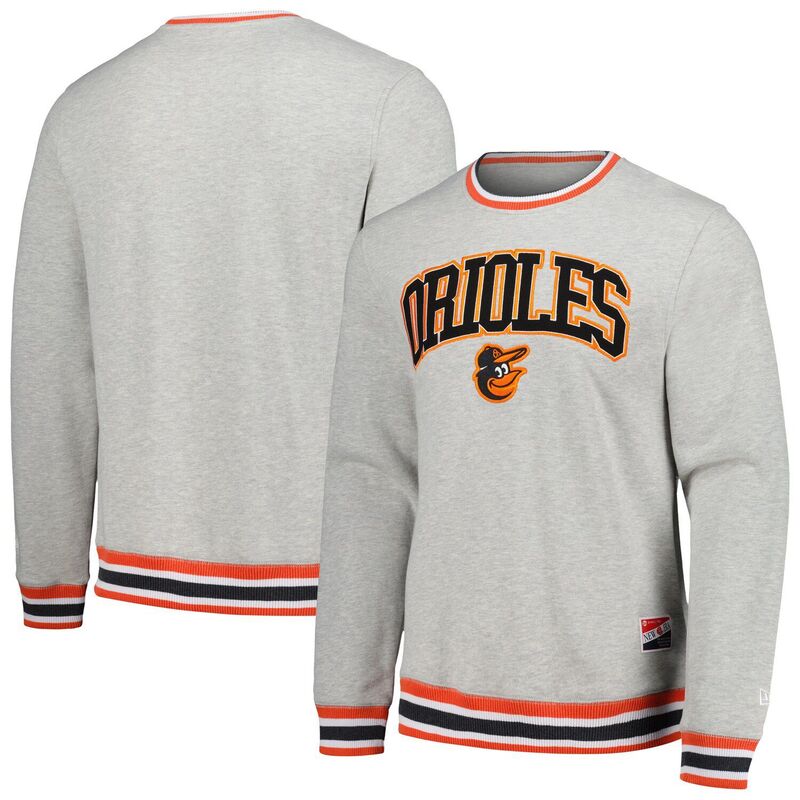 ニュー内鰓 レディース トップス プルオーバー 汗水 Men\u0027s New Era Heather Gray Baltimore Orioles Throwback Classic Pullover Sweatshirt Orl Grey 薄墨色
