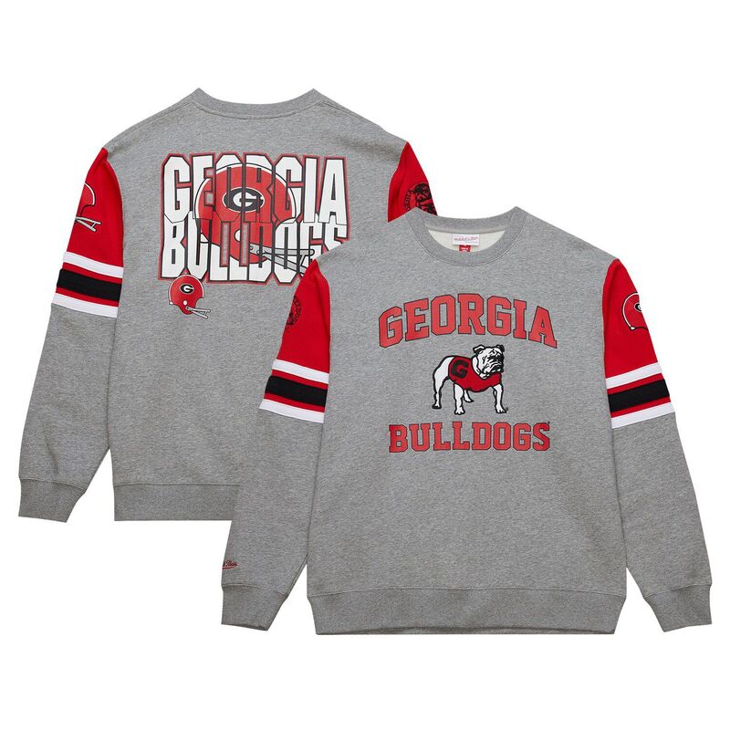 ミッチェル&ネス レディース トップス Tシャツ スウェット Men's Mitchell & Ness Grey Heather Georgia Bulldogs Throwback Allover 4.0 Pullover Sweatshirt Uga Grey グレー