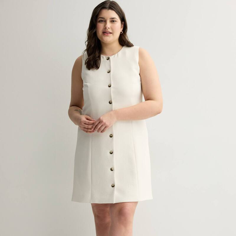 エスオー レディース トップス 衣装 粘土つけ加える大きさ ノースリーブ Juniors\u0027 Plusize SO Crepe Sleeveless Button-Front Dress Light Birch