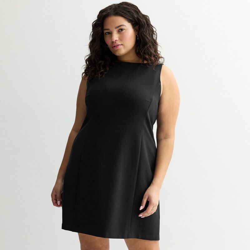 エスオー レディース トップス 衣装 つけ加える大きさ ミニ ノースリーブ Juniors\u0027 Plusize SO Sleevelesshift Mini Dress Black 黒いこと