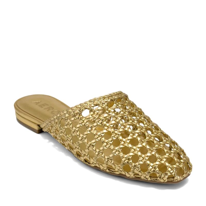 エアロソールズ レディース シューズ サンダル オープンバック Aerosoles Assia Women's Open Back Woven Mules Gold ゴールド
