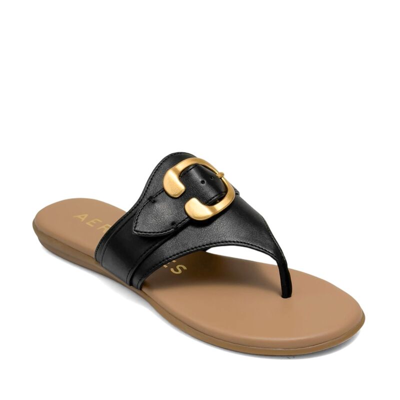 エアロソールズ レディース シューズ サンダル Aerosoles Glitz Women's Thong Sandals With Buckle Accent Black ブラック