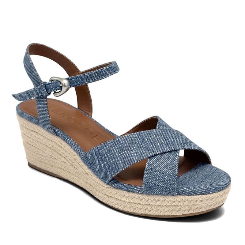 エアロソールズ レディース シューズ パンプス サンダル アンクル Aerosoles Casarina Women\u0027s Wedgespadrille Sandals With Ankle Strap Blue 青み